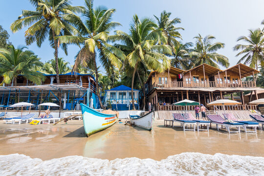 cottages by the sea at palolem beach, india	