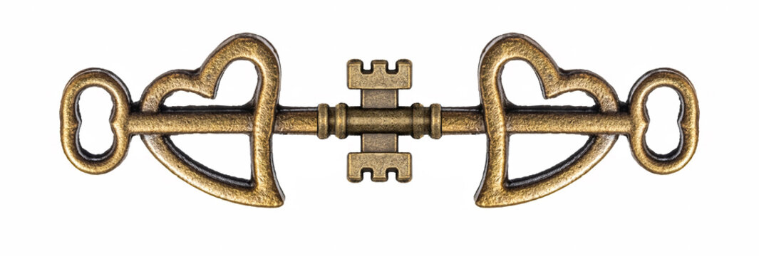 Bronze ornamental key on white
