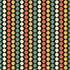 Vintage 1970s seamless pattern with vibrant concentric circles and geometric retro curves. Mid-century modern abstract wallpaper background in orange and brown. 70s funky chic design for textiles.