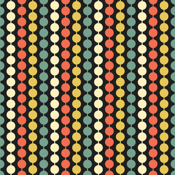 Vintage 1970s seamless pattern with vibrant concentric circles and geometric retro curves. Mid-century modern abstract wallpaper background in orange and brown. 70s funky chic design for textiles.