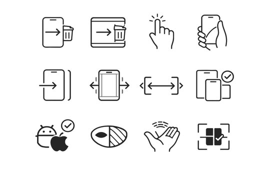 Simple vector icon parity aware gesture device reach interface seal reveal image