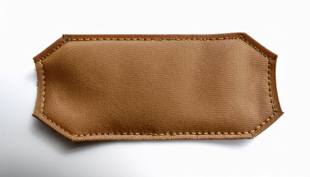 Blank Rectangular Fabric Patch Mockup With Stitched Border On White Background Perfect For Branding Design