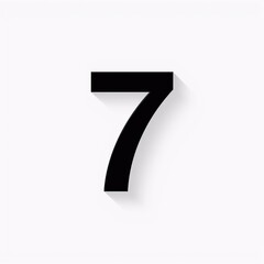 Elegant Black Number Seven with a Subtle Shadow on a Clean White Background