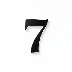 Elegant Black Number Seven with a Subtle Shadow on a Clean White Background