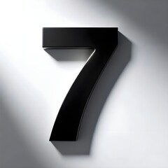 Elegant Black Number Seven with a Subtle Shadow on a Clean White Background