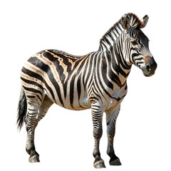 Obraz premium Zebra standing in front of a white background.