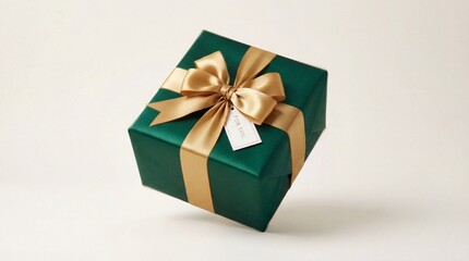Obraz premium Elegant Green Gift Box with Ribbon for Valentine Surprise