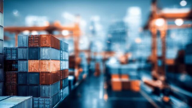 Focused screen showing immutable transaction records on blockchain blurred industrial setting emphasizing secure and transparent supply chain tracking technology.