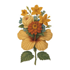 Naklejka premium PNG Vintage floral bouquet illustration