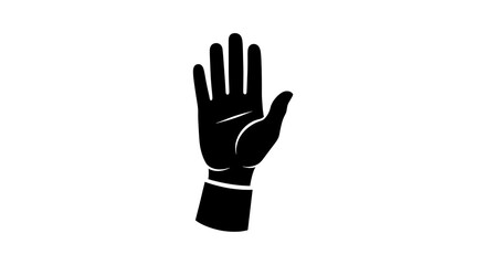 Fototapeta premium Black silhouette of an outstretched human hand, palm facing forward, detailed & clean