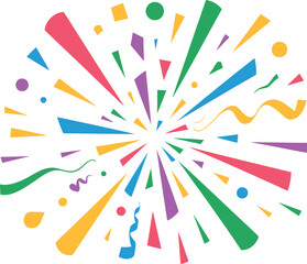 A colorful explosion of confetti and ribbons on a white background, perfect for celebrating a special occasion.