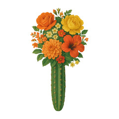 Naklejka premium PNG Cactus bouquet vibrant floral fusion
