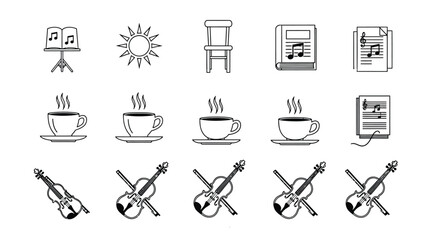 Obraz premium Musical notes accompany steaming coffee.