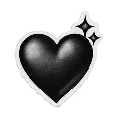 PNG Black heart with shining stars