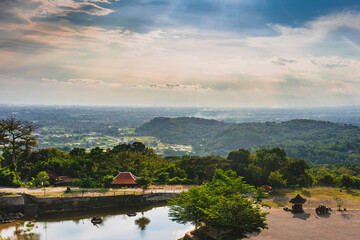 Fototapeta premium Scenery of Tebing Breksi of Breccia Cliff, at Yogyakarta, Indonesia, from a far. 
