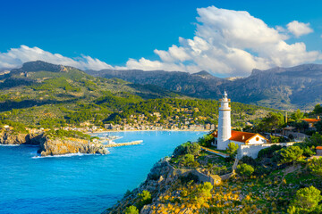 Naklejka premium Beautiful harbour of Port de Soller, Majorca, Balearic Islands, Spain