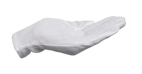 Hand in cloth glove isolated on white