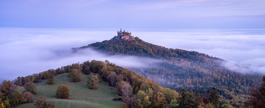 Hohenzollern Castle in autumn season, Swabian Jura, Germany