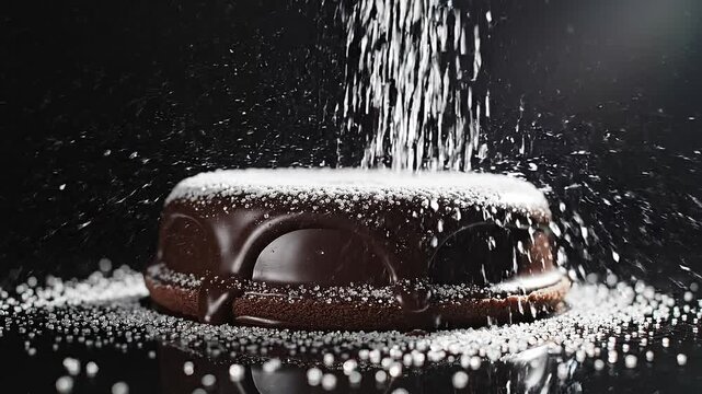Delicious chocolate dessert dusted with sugar