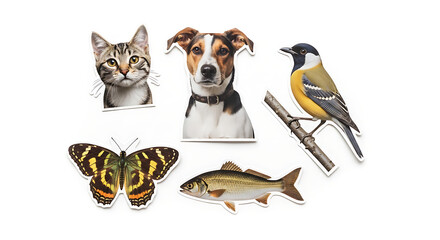 Isolated Cutout Elements on White Background &ndash; Animals, Insects, Flowers and Symbols