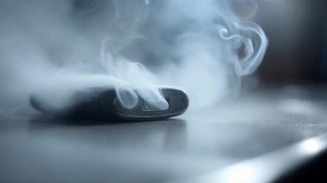 Danger Concept of a Lithium Battery Power Bank Overheating and Smoking