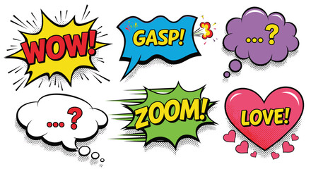 comic book speech bubbles with emotions