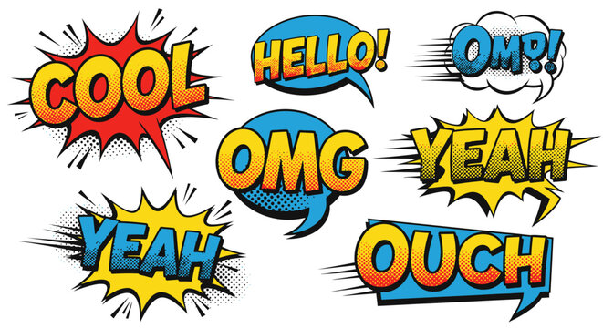 comic book speech bubbles with expressions