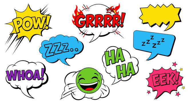 comic speech bubbles with expressions