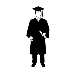 Silhouette of graduate holding a diploma