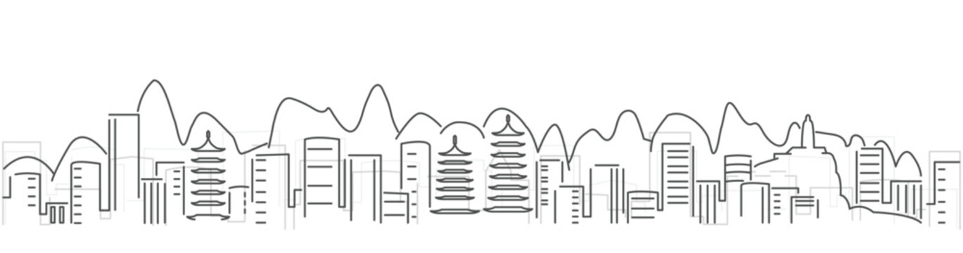 Guilin Simple Dark Lines Skyline on White Background