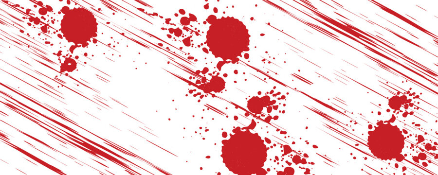 Red ink brush stroke on white background. Japanese style. Vector illustration of grunge stains