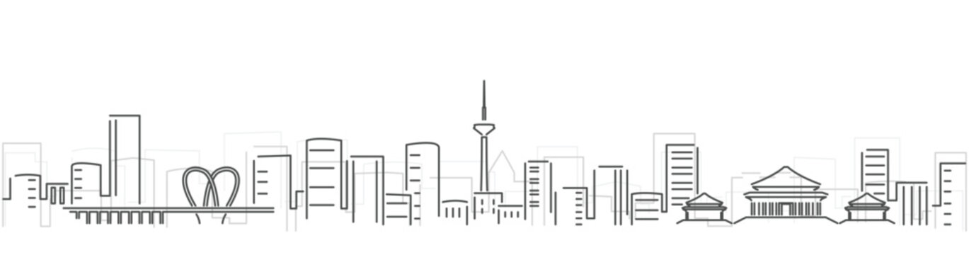 Shenyang Simple Dark Lines Skyline on White Background