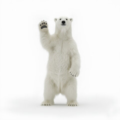Image of a polar bear standing and waving goodbye against a white background.