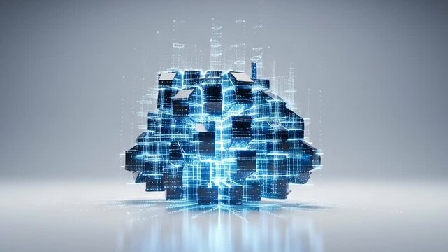 Blue Digital Brain Technology Concept.