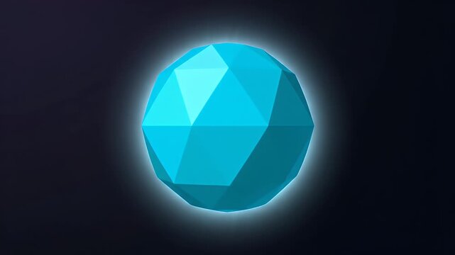 Digital glowing blue geometric orb on dark background