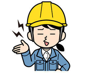 愚痴を言うシンプルな現場監督の女性