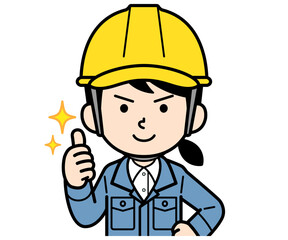 賞賛するヘルメットをかぶった現場監督の女性