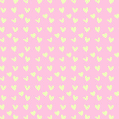 Pink Background with Yellow Heart Seamless Pattern