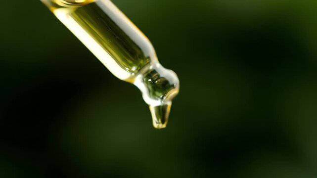 Close-up of an Essential Oil Dripping from a Dropper