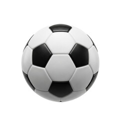 Obraz premium hyper-photorealistic medium shot of a pristine regulation size 5 soccer ball with 32 black and white panels, synthetic leather texture, isolated on a transparent background. concept of professional