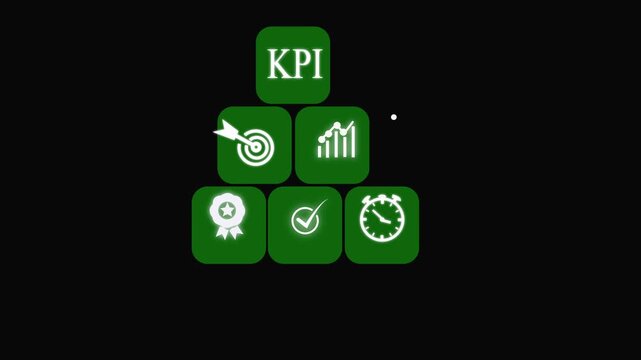 KPI Performance Metrics Pyramid Animation for Business , Effective and smart key performance indicators (KPIs) to measure and evaluate progress. Specific, measurable, achievable, realistic, timely.