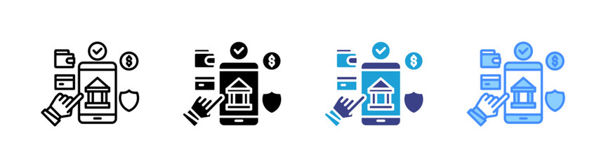 Mobile Banking App  icon set multiple style collection