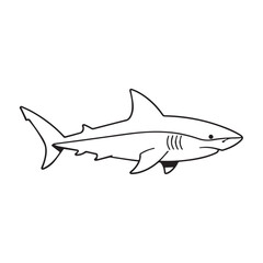 Obraz premium Minimal line drawing of a shark swimming in open water.