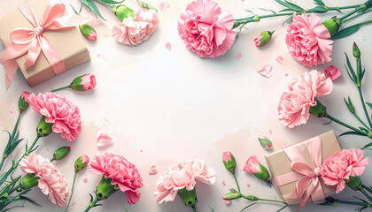 母の日の飾りフレーム　コピースペース