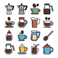 Obraz premium Coffee icons set for web design and graphic design