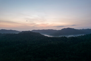 Obraz premium Morning view of sunrise at Panorama Hill, Pahang