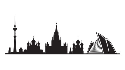 Fototapeta premium Minimalist Black Silhouette Skyline of Famous Global Landmarks