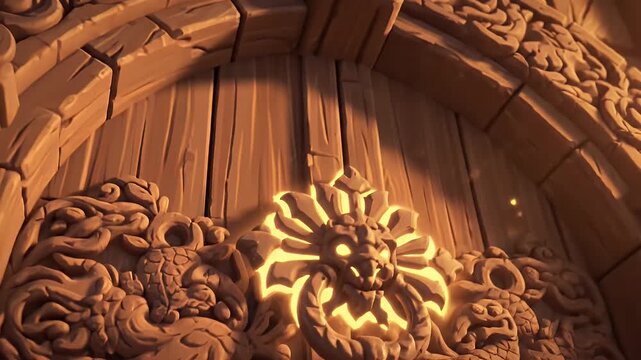 Ornate detailed baroque wood carving relief close up