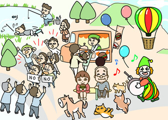 Naklejka premium 間違い探し① 公園でイベント