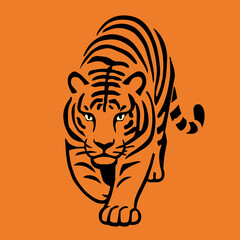 Stalking Bengal Tiger Flat Vector Art © Bima